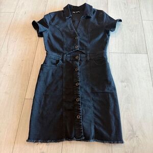 princess polly baby blue dress Zara Denim Dress Zara Blue Long Sleeve Dress TRF DENIM ZIPPER DRESS Dark  Indigo ZARA United
